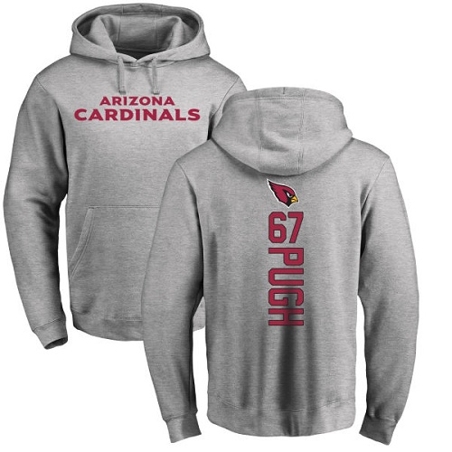 Arizona Cardinals Men Ash Justin Pugh Backer NFL Football #67 Pullover Hoodie Sweatshirts